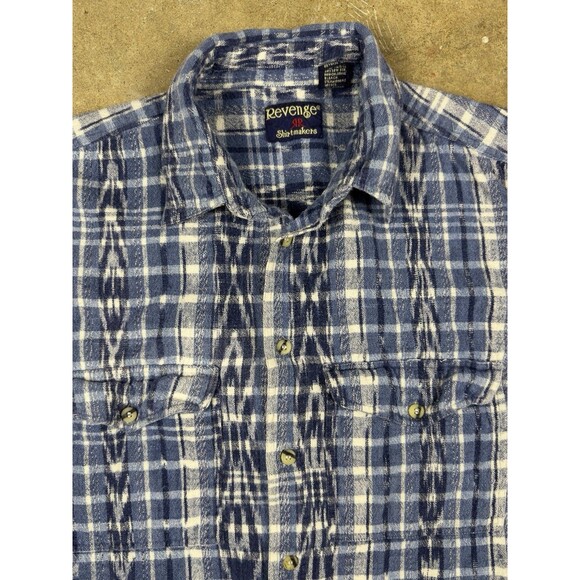 VTG Revenge Shirtmakers Flannel Shirt‎ XL Button-Up Long Sleeve Aztec 90s Grunge - Picture 5 of 8